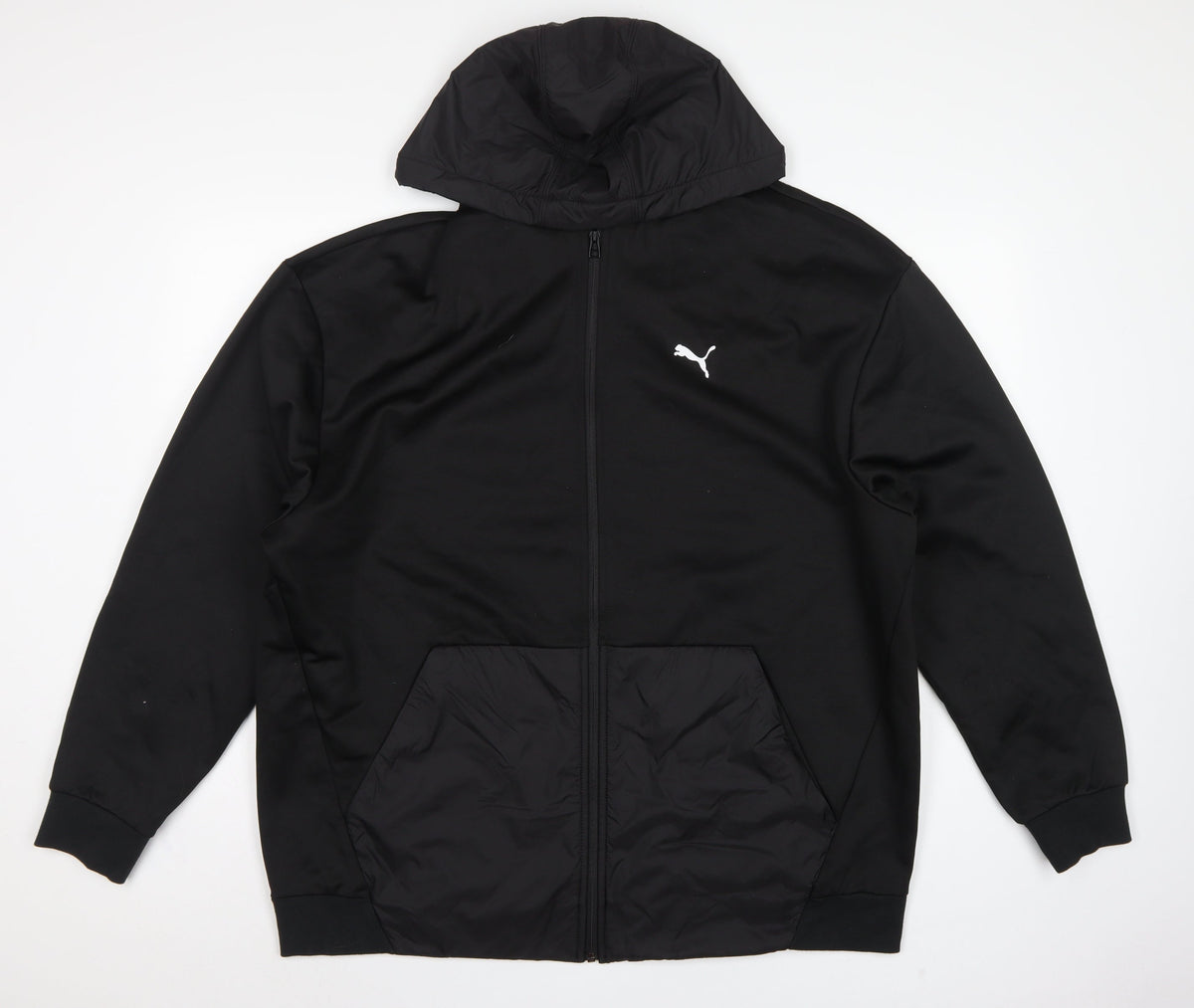 Puma Men’s Black 2XL Full Zip Hooded Fleece Sweatshirt Logo