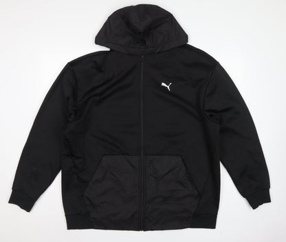 Puma Men’s Black 2XL Full Zip Hooded Fleece Sweatshirt Logo