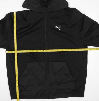 Puma Men’s Black 2XL Full Zip Hooded Fleece Sweatshirt Logo