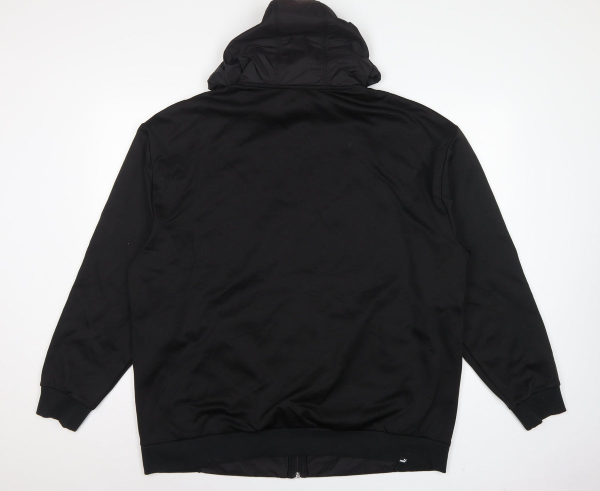 Puma Men’s Black 2XL Full Zip Hooded Fleece Sweatshirt Logo