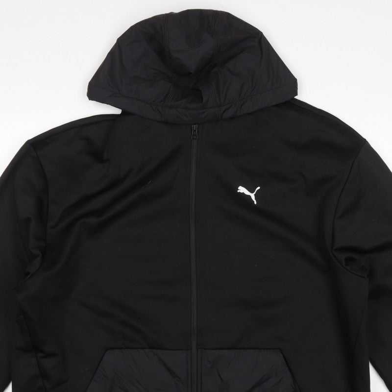 Puma Men’s Black 2XL Full Zip Hooded Fleece Sweatshirt Logo