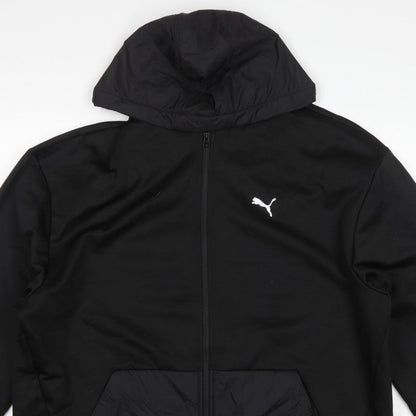 Puma Men’s Black 2XL Full Zip Hooded Fleece Sweatshirt Logo
