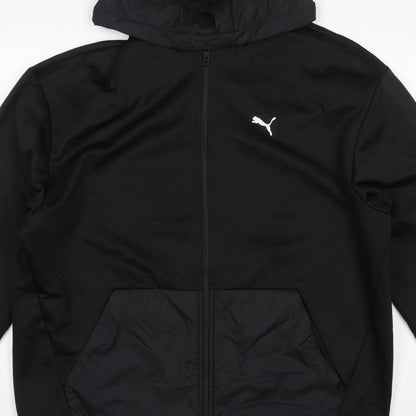 Puma Men’s Black 2XL Full Zip Hooded Fleece Sweatshirt Logo