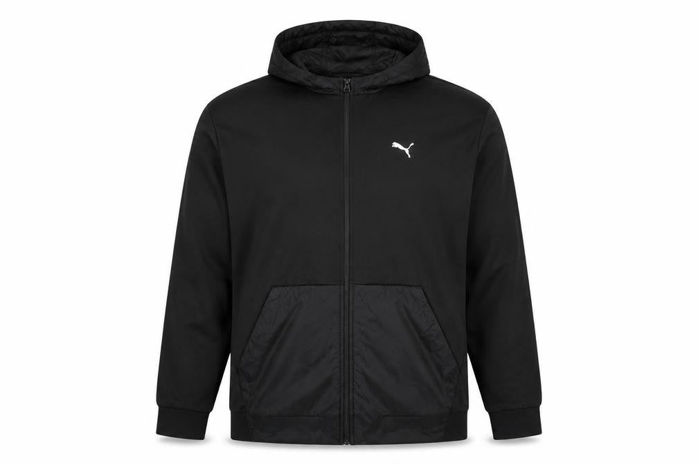 Puma Men’s Black 2XL Full Zip Hooded Fleece Sweatshirt Logo