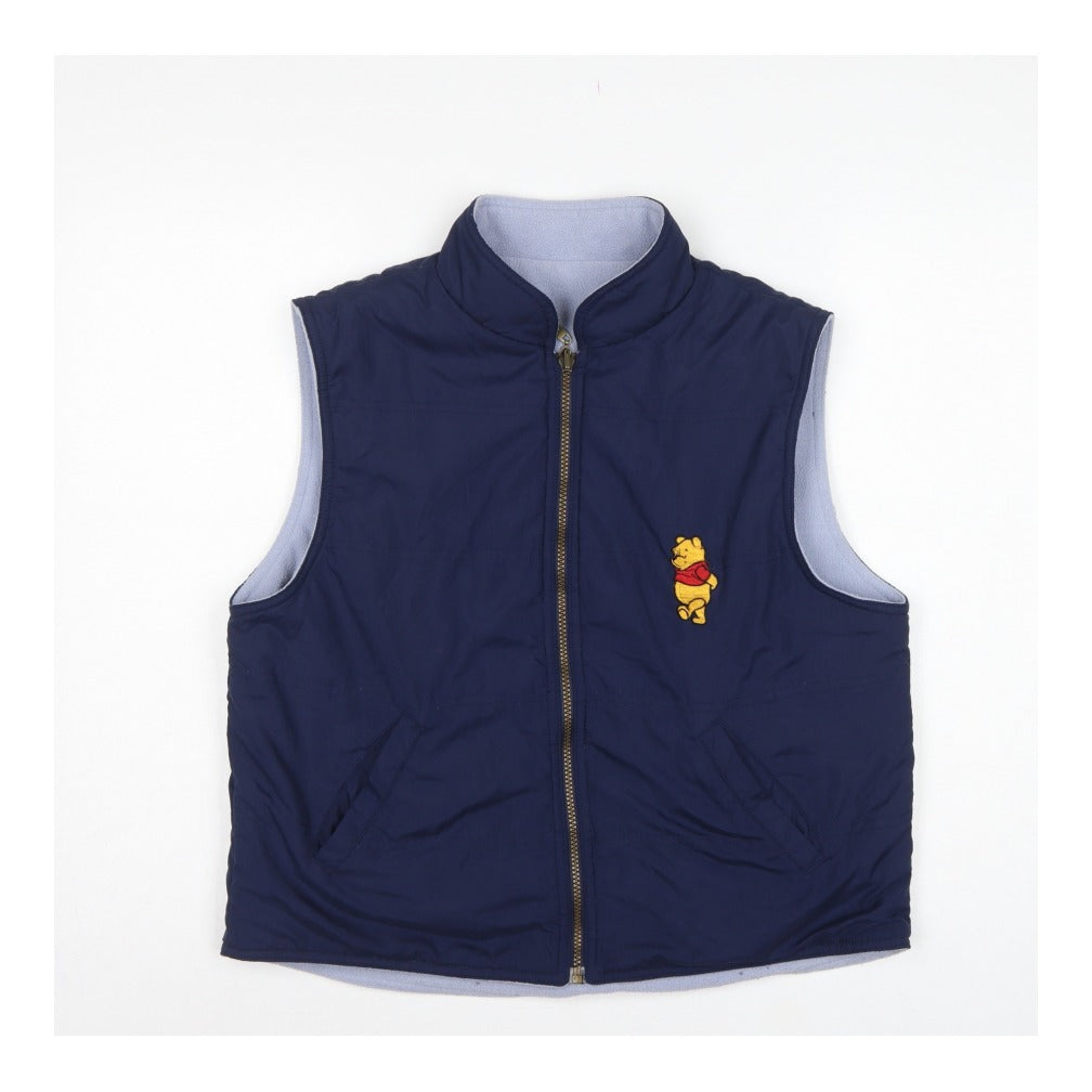 Front view of Disney Store Teens Blue M Winnie the Pooh Fleece-Lined Bodywarmer