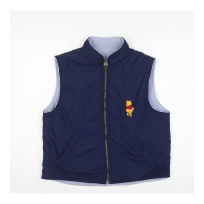 Front view of Disney Store Teens Blue M Winnie the Pooh Fleece-Lined Bodywarmer