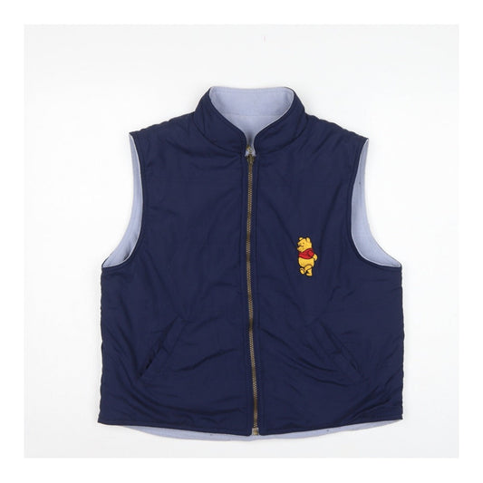 Front view of Disney Store Teens Blue M Winnie the Pooh Fleece-Lined Bodywarmer