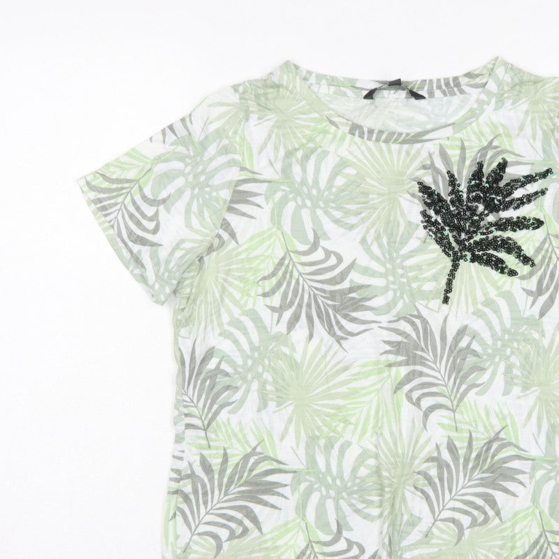Bonmarché Women’s Multicoloured Size 14 Tropical Sequin T-Shirt