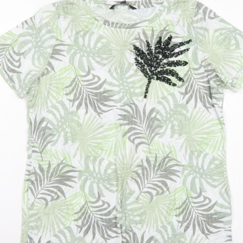 Bonmarché Women’s Multicoloured Size 14 Tropical Sequin T-Shirt