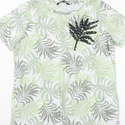 Bonmarché Women’s Multicoloured Size 14 Tropical Sequin T-Shirt
