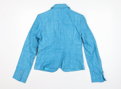 DStudio Women Blue UK 8 100% Silk Tussah Single-Breasted Blazer