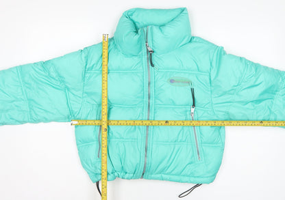 Pull&Bear Women Green S Cropped Puffer Jacket Quilted Zip
