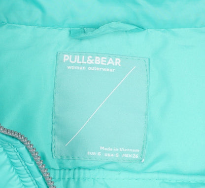 Pull&Bear Women Green S Cropped Puffer Jacket Quilted Zip