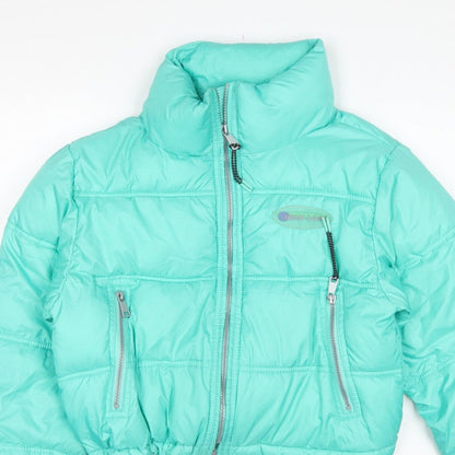 Pull&Bear Women Green S Cropped Puffer Jacket Quilted Zip