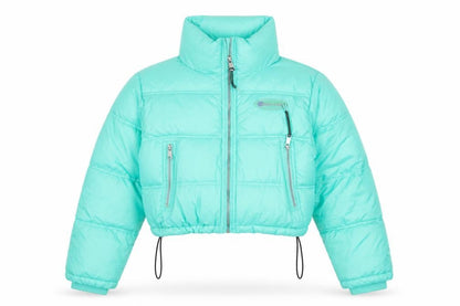 Pull&Bear Women Green S Cropped Puffer Jacket Quilted Zip