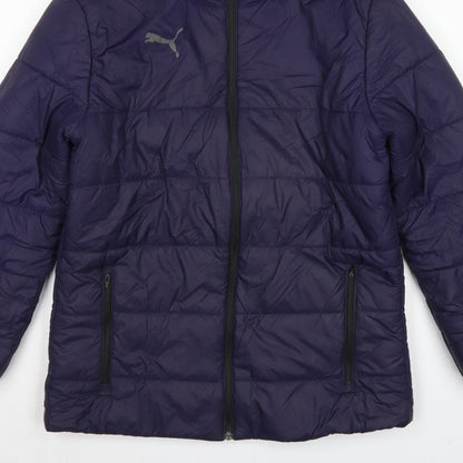 Puma Men’s Blue M Hooded Puffer Jacket Quilted Full Zip