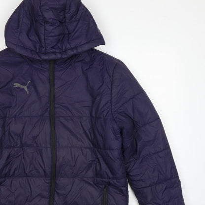 Puma Men’s Blue M Hooded Puffer Jacket Quilted Full Zip