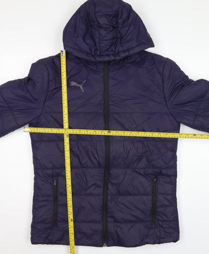 Puma Men’s Blue M Hooded Puffer Jacket Quilted Full Zip