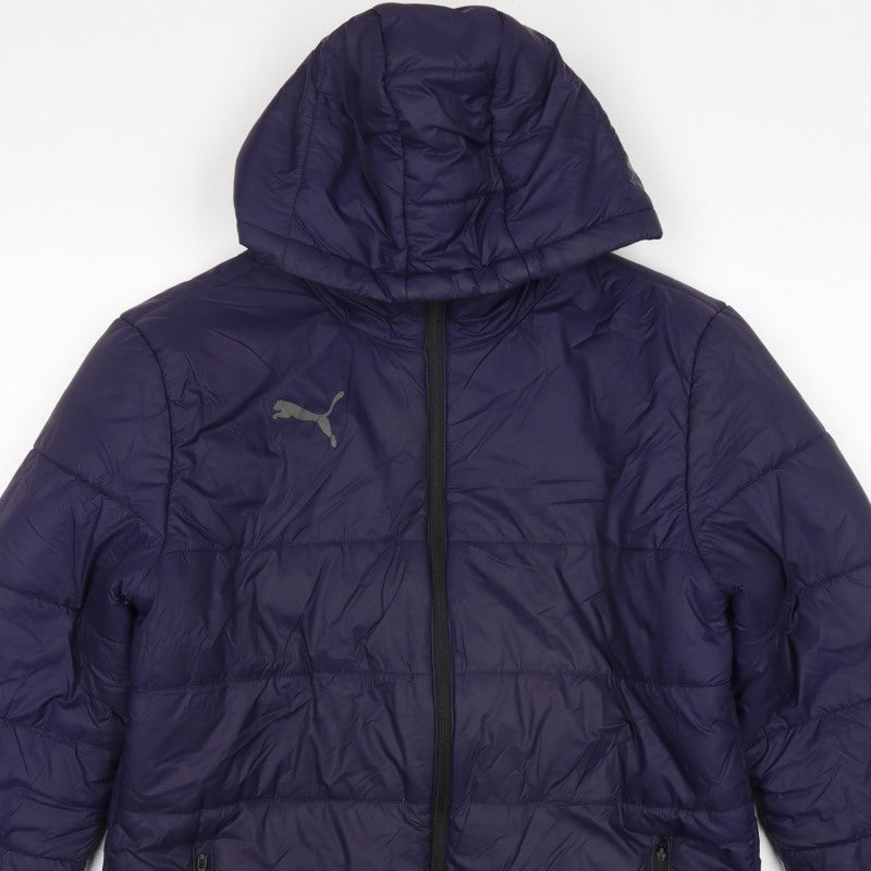 Puma Men’s Blue M Hooded Puffer Jacket Quilted Full Zip