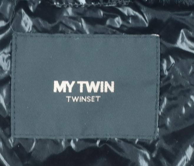 My Twin Twinset Women Black XL Hooded Quilted Puffer Jacket