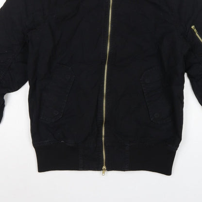 Divided H&M Men’s Black S Bomber Jacket Cotton Lined MA-1 Zip