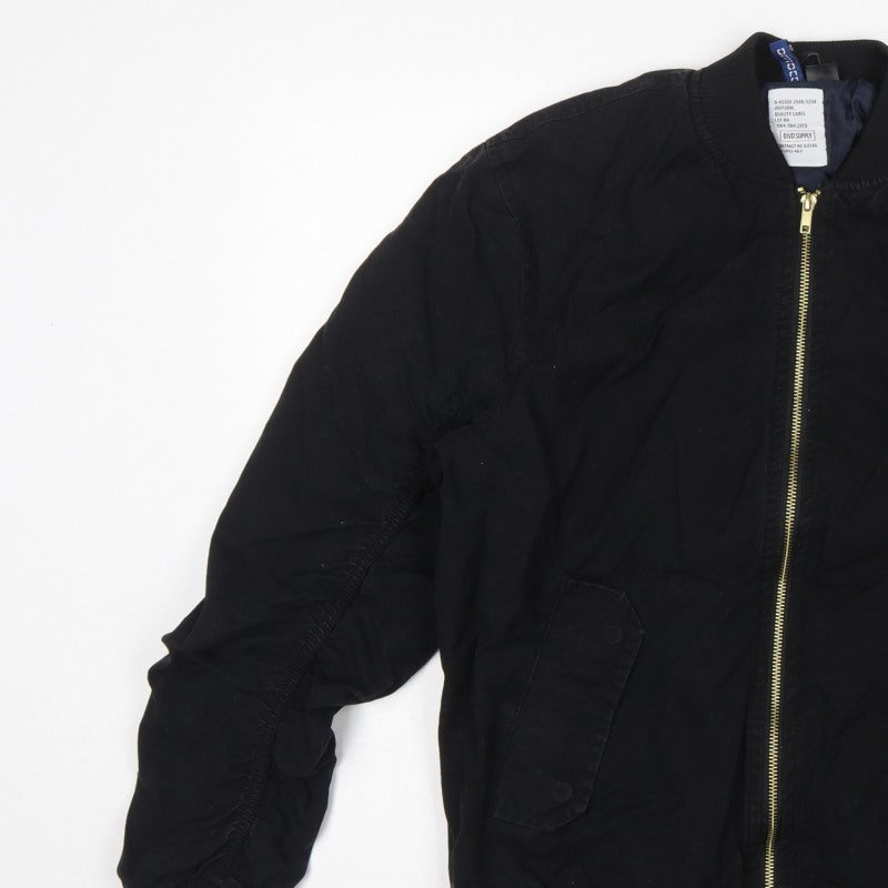 Divided H&M Men’s Black S Bomber Jacket Cotton Lined MA-1 Zip
