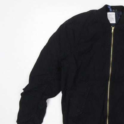 Divided H&M Men’s Black S Bomber Jacket Cotton Lined MA-1 Zip