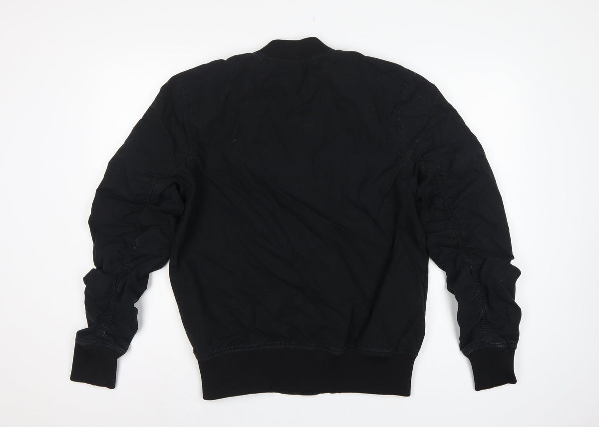 Divided H&M Men’s Black S Bomber Jacket Cotton Lined MA-1 Zip