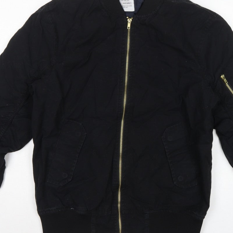 Divided H&M Men’s Black S Bomber Jacket Cotton Lined MA-1 Zip