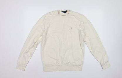Polo Ralph Lauren Men’s Ivory M Crew Neck Logo Cotton Sweatshirt