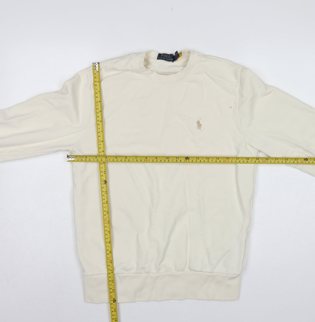 Polo Ralph Lauren Men’s Ivory M Crew Neck Logo Cotton Sweatshirt