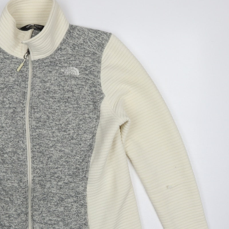 The North Face Women Grey & White XL Full Zip Fleece Jacket