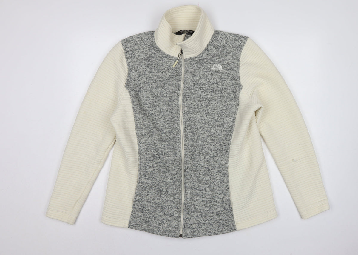 The North Face Women Grey & White XL Full Zip Fleece Jacket