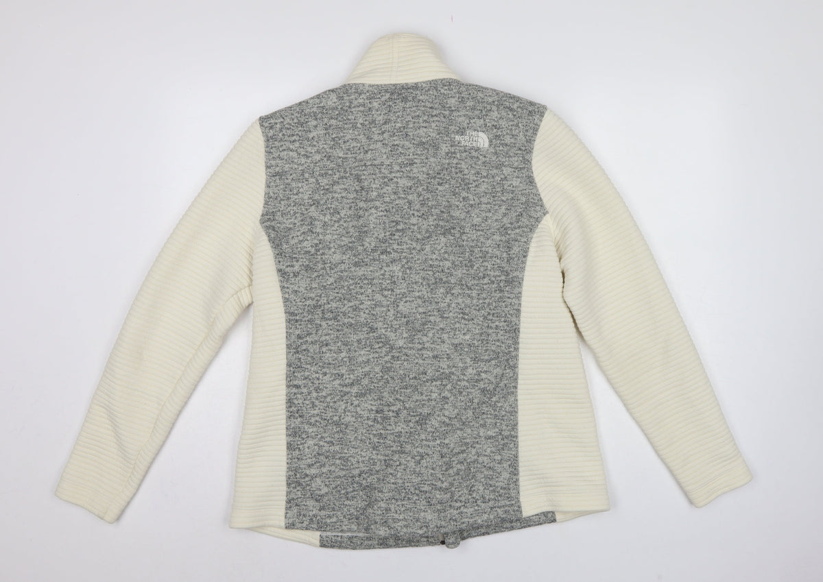 The North Face Women Grey & White XL Full Zip Fleece Jacket