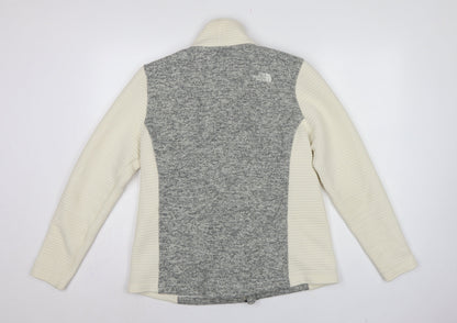 The North Face Women Grey & White XL Full Zip Fleece Jacket