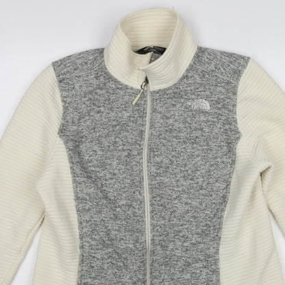 The North Face Women Grey & White XL Full Zip Fleece Jacket