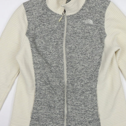 The North Face Women Grey & White XL Full Zip Fleece Jacket