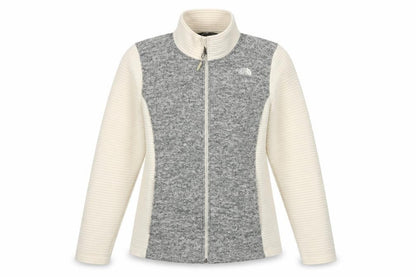 The North Face Women Grey & White XL Full Zip Fleece Jacket