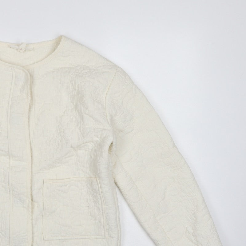 Per Una Women’s Ivory S Quilted Floral Collarless Jacket
