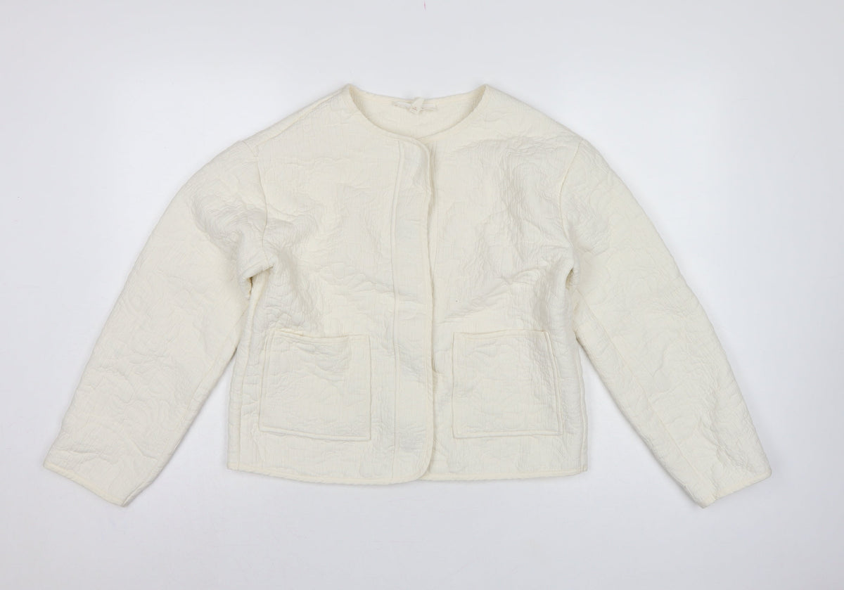 Per Una Women’s Ivory S Quilted Floral Collarless Jacket