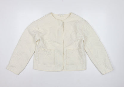 Per Una Women’s Ivory S Quilted Floral Collarless Jacket