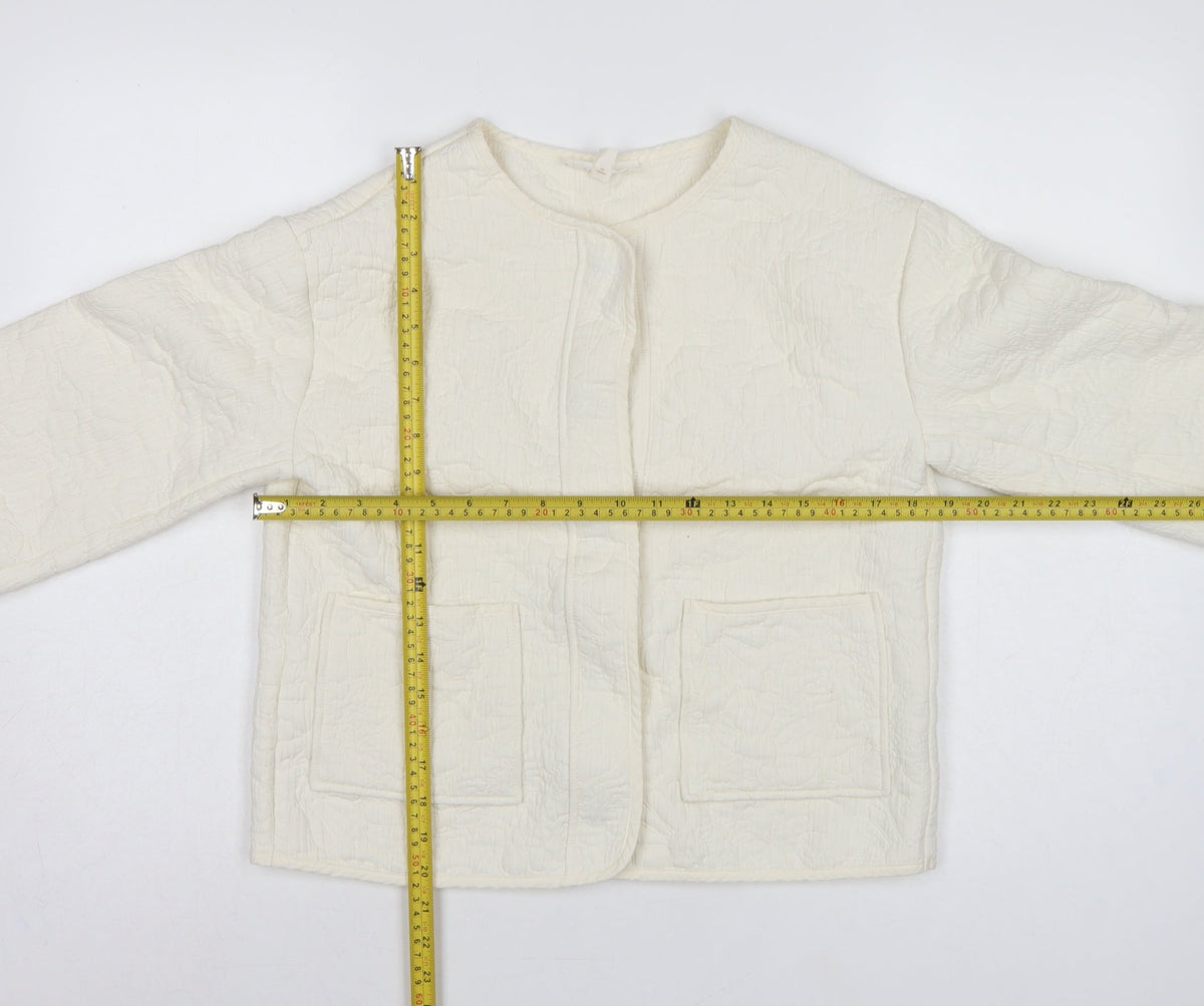 Per Una Women’s Ivory S Quilted Floral Collarless Jacket