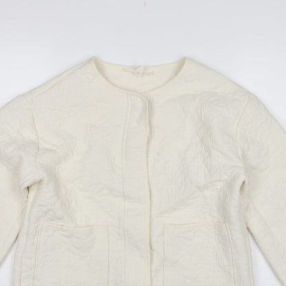 Per Una Women’s Ivory S Quilted Floral Collarless Jacket