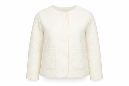Per Una Women’s Ivory S Quilted Floral Collarless Jacket