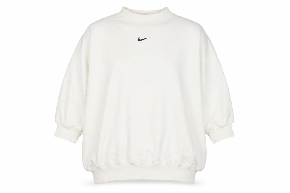 Nike Women’s Ivory XL Oversized High Neck Logo Pullover Sweatshirt