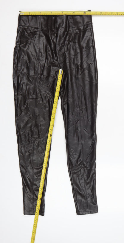 Marks and Spencer Women Brown Size 10 High Rise Faux Leather Leggings