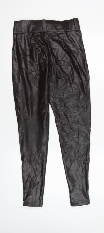 Marks and Spencer Women Brown Size 10 High Rise Faux Leather Leggings