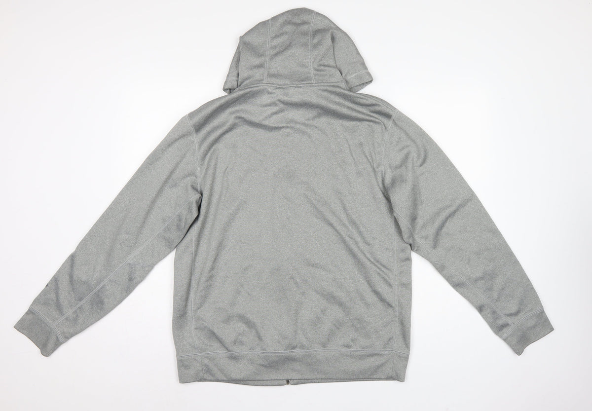 Nike Men's Grey M Therma-FIT Full Zip Hooded Fleece Hoodie Logo