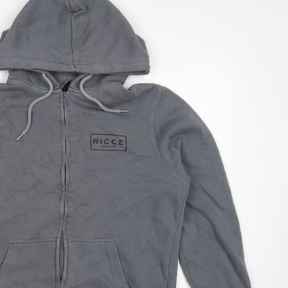 NICCE Men’s Grey L Full Zip Logo Hoodie Cotton Blend