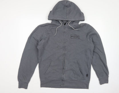 NICCE Men’s Grey L Full Zip Logo Hoodie Cotton Blend